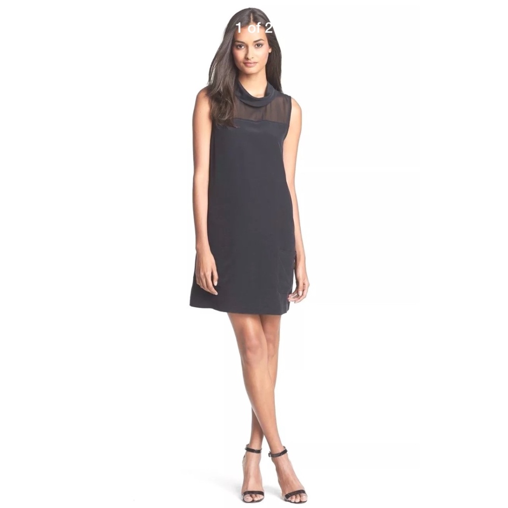 NWT $228 Joie [ XS ] Sarie‎ Savory Silk Shift Dress in Caviar Black